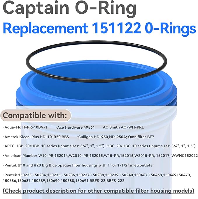 Water Filter O-Ring, 6 Pack Whole House Water Filter O-Ring Replacement for 151122 Compatible with Pentair Pentek Big Blue Water Filters