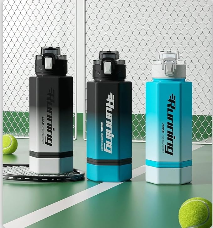 27 oz Hexagon Water Bottle, Wide Mouth Leak Proof Water bottles BPA-free Plastic Water Bottles Hexagonal Shape Water Bottle Reusable Water Bottle With Handle for Travel Fitness (Blue)