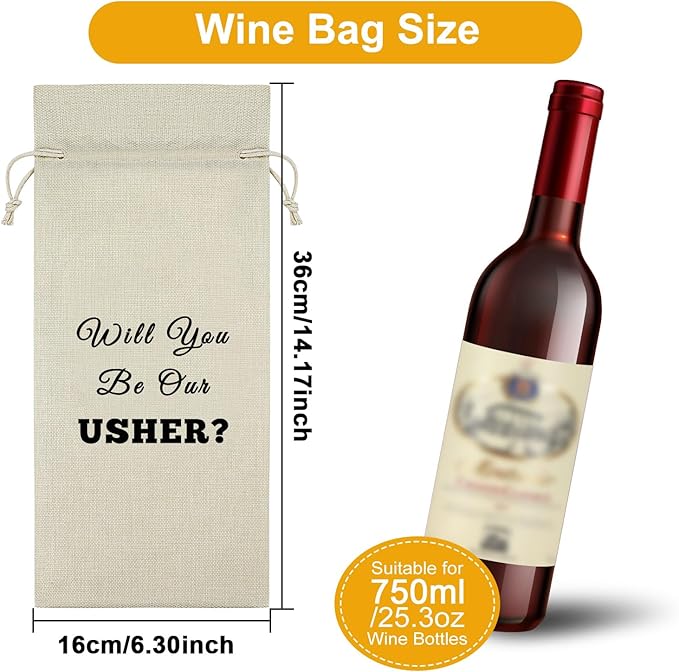 Wedding Usher Proposal Gift Wine Bag Usher Thank You Gifts Will You Be Our Usher Gift Wine Accessories Gifts for Wine Lovers Wedding Shower Gifts for Him Her Wedding Day Gifts
