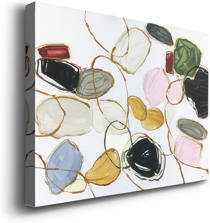 Renditions Gallery Canvas Wall Art Modern Paintings Decorations Colorful Brushstroke Jewels Abstract Watercolor Wall Hanging Artwork Prints for Bedroom Office Kitchen - 12"x18" LT33