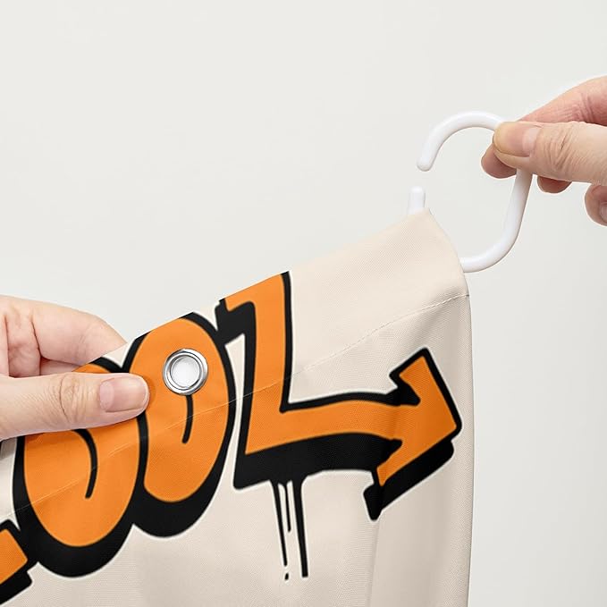 AILONEN Hip-Hop Skull Shower Curtains,Graffiti Music Bath Curtains,Printed Rock Curtains,Polyester Waterproof with 12 Hooks for Bathroom 72" W*78" H