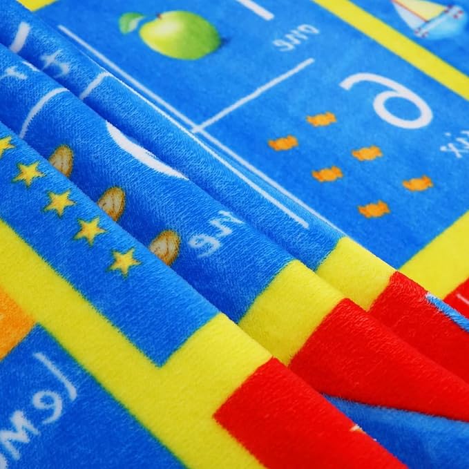 Round Kids ABC Rug 4ft, Alphabet Numbers Shapes Learning Mat for Children Playroom Bedroom, Educational Soft Circle Rug Carpet for Classroom Infant Toddlers Kids Room Game Area, Multi Color