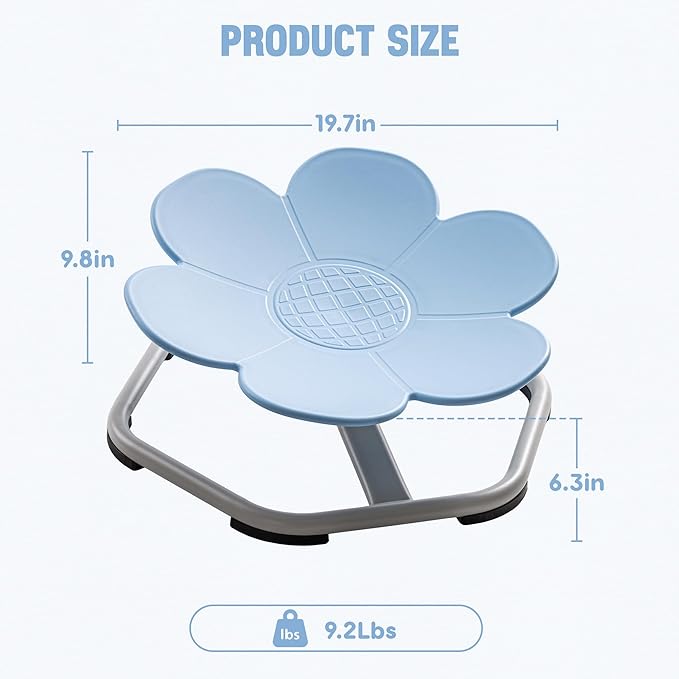 ROBUD Kids Sensory Swivel Chair, Autism Kids Swivel Chair with Non-Slip Design, Training Body Coordination, Flower Shape Wobble Chair, No Assembly, Blue