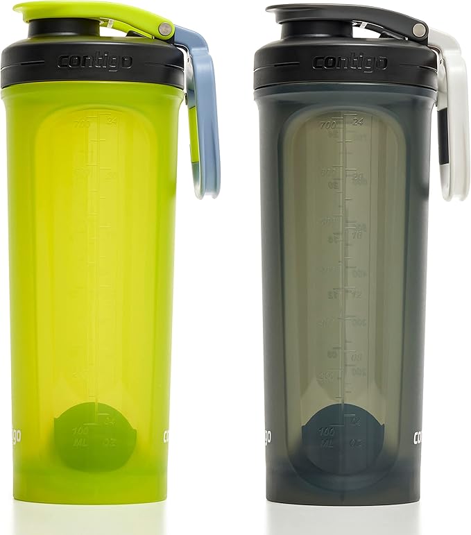 Contigo Shake & Go Fit 2.0 Shaker Bottle, 28oz, 2 Pack, Yellow & Black