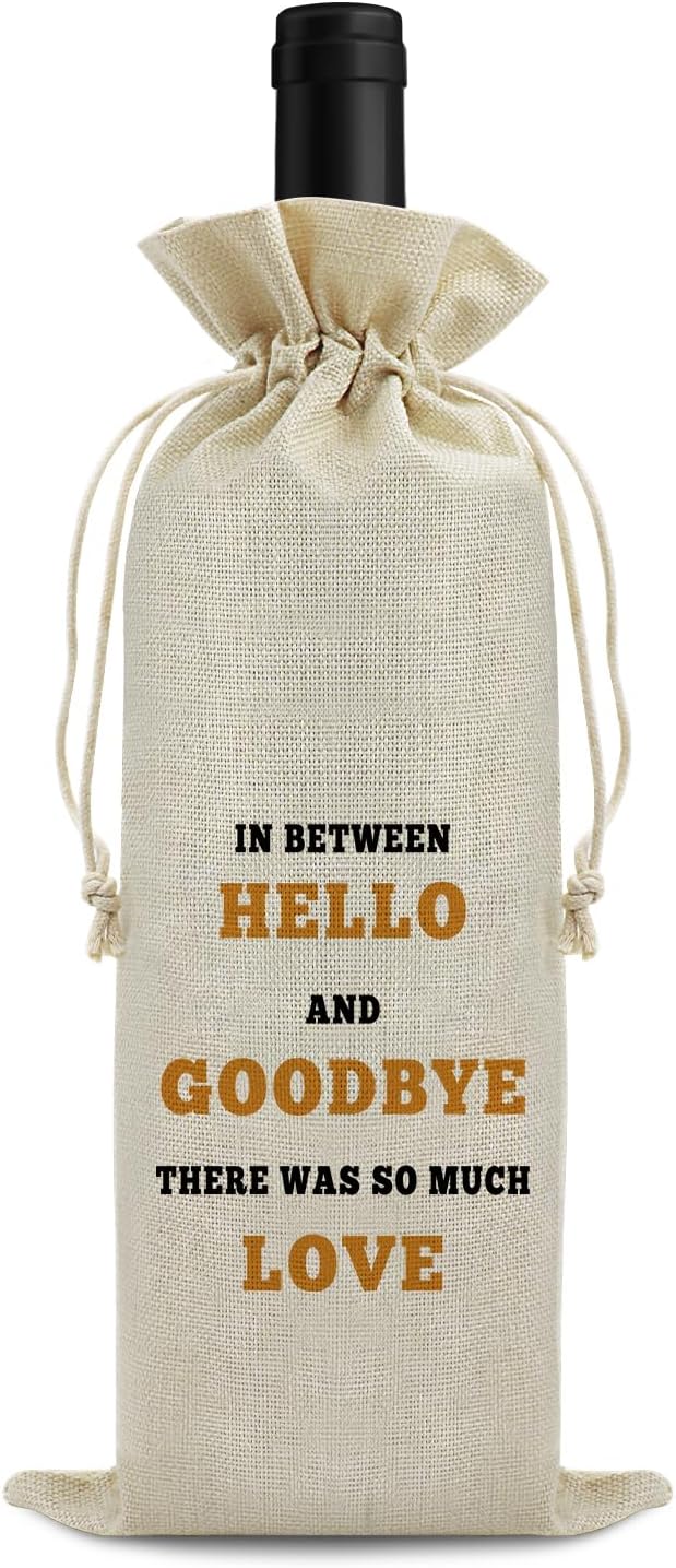 Coworker Leaving Gifts Retirement Gift for Coworker Funny Wine Bags New Job Gift Going Away Gift for Women Men Reusable Wine Gift Bag Friendship Farewell Gift for Friend Colleague Burlap Wine Wrap Bag