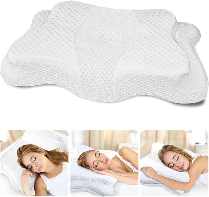 Pain Relief Cervical Pillow for Neck and Shoulder Support,Hollow Design Memory Foam Pillows with Cooling Case,Orthopedic Ergonomic Neck Pillow,Contour Bed Pillow for Side Back Stomach Sleeper…