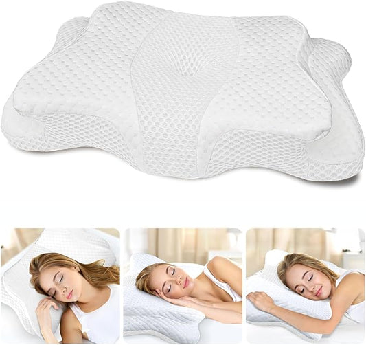 Pain Relief Cervical Pillow for Neck and Shoulder Support,Hollow Design Memory Foam Pillows with Cooling Case,Orthopedic Ergonomic Neck Pillow,Contour Bed Pillow for Side Back Stomach Sleeper…