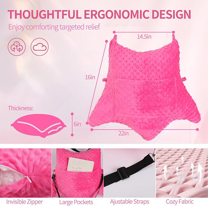 Hysterectomy Pillow with Pocket for Ice/Hot Packs, Abdominal Surgery Recovery Pillow for Women, Post-Surgery Support Cushion(Pink)