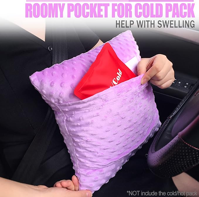 Heart Surgery Recovery Pillow for After Heart Surgery Open Heart Surgery Gifts Triple Bypass Heart Transplant Cough Pillow with Pocket for Cooling Pack, Minky Dot Lavender