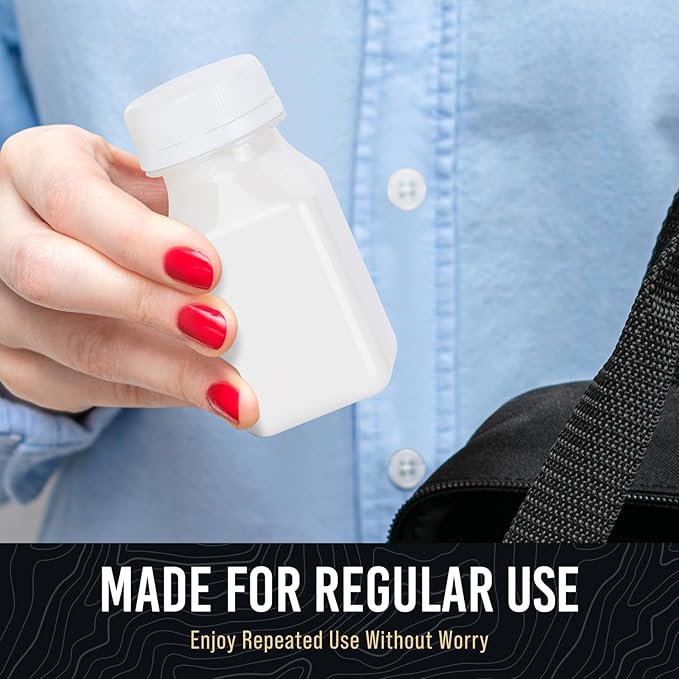 Norcalway 8pcs 2oz Small Plastic Bottles for Liquids - Ginger Shot Lids, Wellness Juice Freezer Safe, Leak Proof, Food Grade Bottles