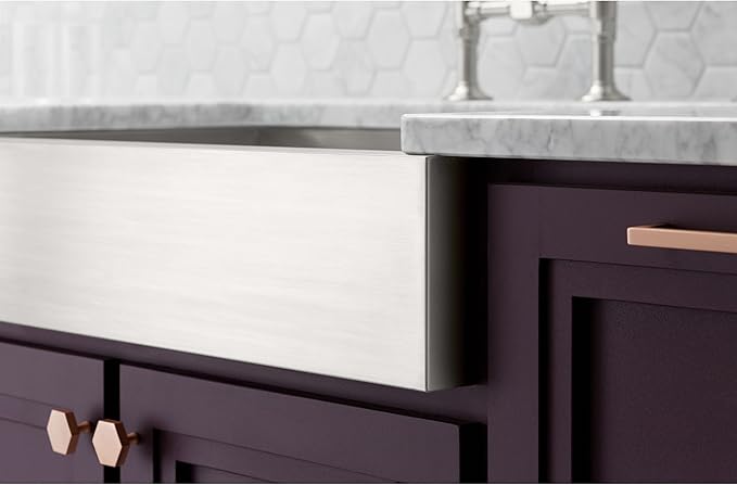 KOHLER Vault 30" Single Bowl 18-Gauge Stainless Steel Apron Front Kitchen Sink Undermount Installation K-3943-NA