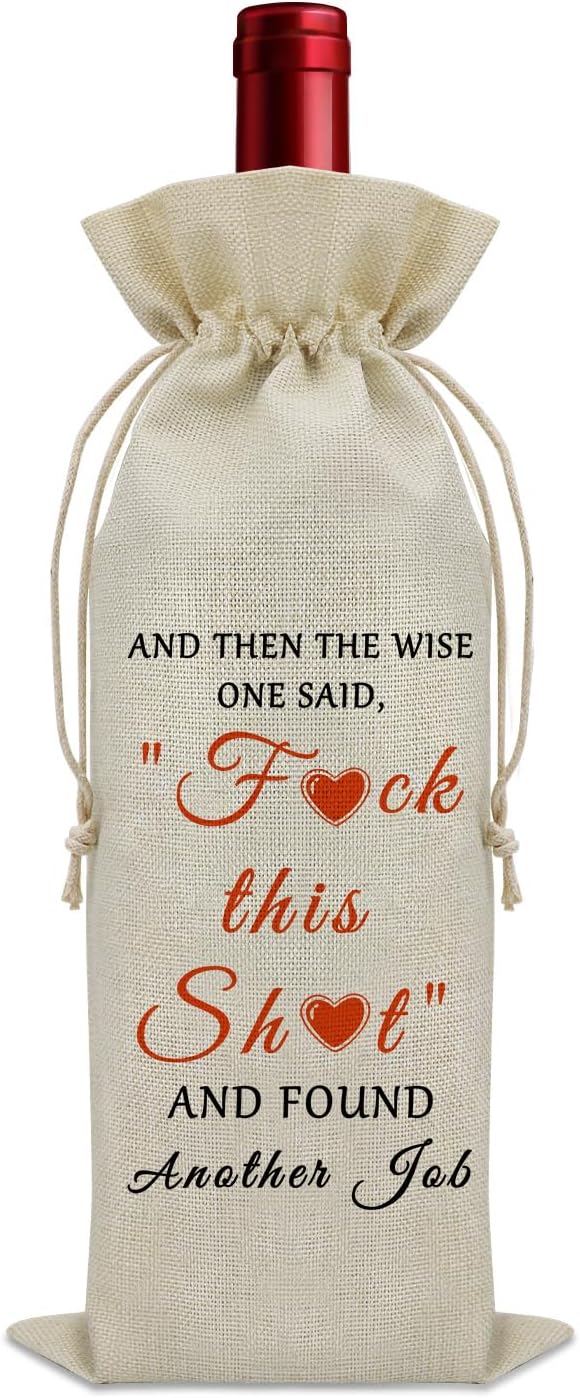 Sazuwu Congratulations Gift for Friends New Job Wine Bag Funny Farewell Gifts for Coworkers Going Away Gifts for Colleagues Wine Bottle Decoration Bag Goodbye Gifts for Friends Moving Away