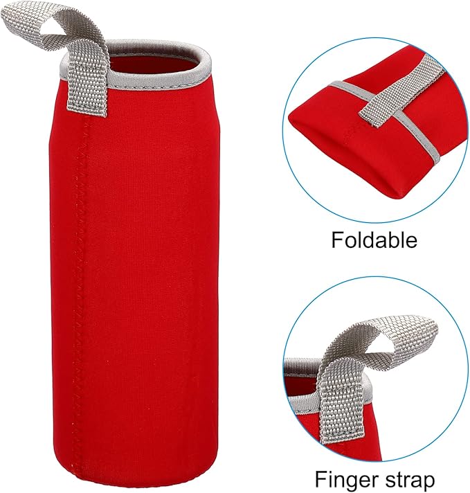 PATIKIL 65mmx180mm Water Bottle Sleeve, 4 Pack Neoprene Insulated Bottle Bag Holder Carrier Pouch with Finger Strap, Red