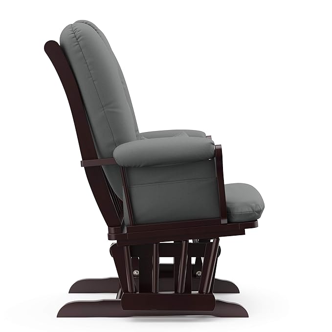 Storkcraft Tuscany Custom Glider and Ottoman with Free Lumbar Pillow (Espresso/Grey) - Cleanable Upholstered Comfort Rocking Nursery Chair with Ottoman