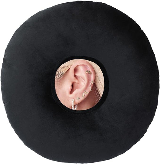 Ear Hole Piercing Pillows for Ear Pain Side Sleeping CNH Pillow Pressure Sore Pain Relief Ear Guard Protector Lifesaver Tinnitus Support Neck Head, Black Velvet