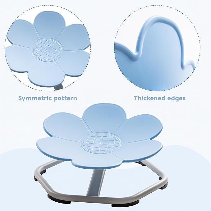 ROBUD Kids Sensory Swivel Chair, Autism Kids Swivel Chair with Non-Slip Design, Training Body Coordination, Flower Shape Wobble Chair, No Assembly, Blue