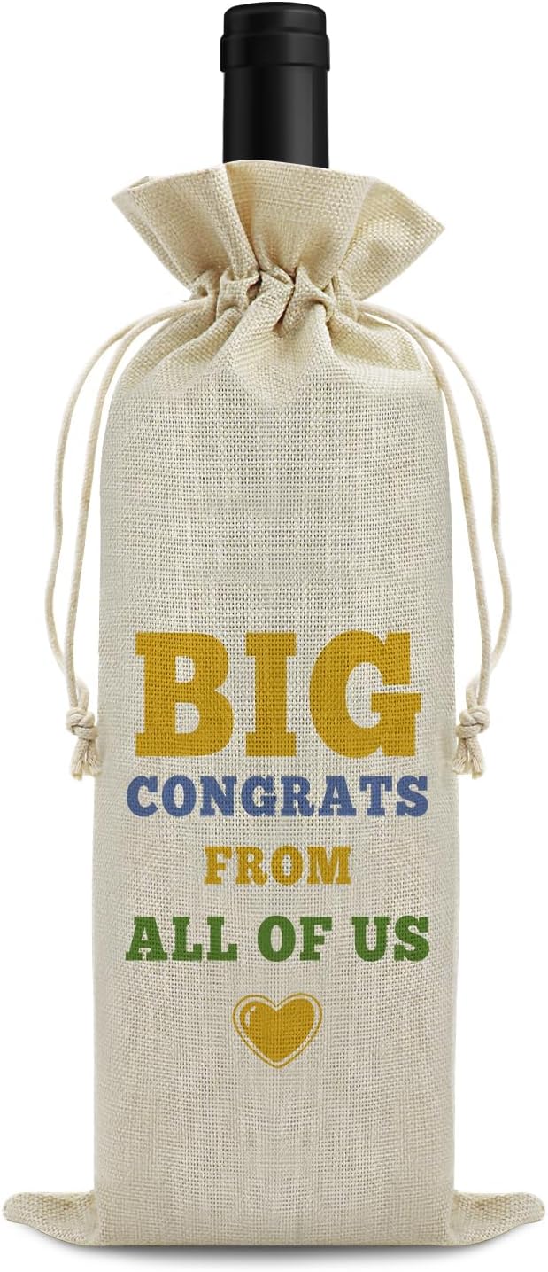 Sfodiary New Baby Gift Wine Bag Birthday Gift for Her Him Wine Gift Bags Promotion Gift for Coworker Wedding Gift Housewarming Gift for Friends Christmas Gift Drawstring Burlap Wine Wrap Bag