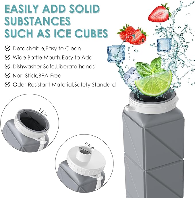 SPECIAL MADE Collapsible Water Bottles Cups Leakproof Valve Reusable BPA Free Silicone Foldable Travel Water Bottle Cup for Gym Camping Hiking Travel Sports Lightweight Durable