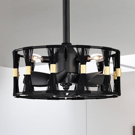 Lutz 16 Inch Matte Black and Gold Modern Fandelier