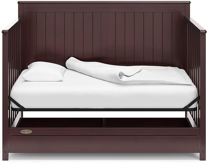 Graco Hadley 5-in-1 Convertible Crib with Drawer (Espresso) – Crib with Drawer Combo, Includes Full-Size Nursery Storage Drawer, Converts from Baby Crib to Toddler Bed, Daybed and Full-Size Bed