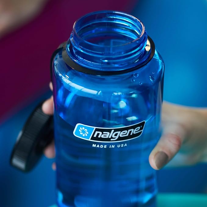 Nalgene Sustain Tritan BPA-Free Water Bottle Made with Material Derived from 50% Plastic Waste, 32 OZ, Wide Mouth, Slate Blue