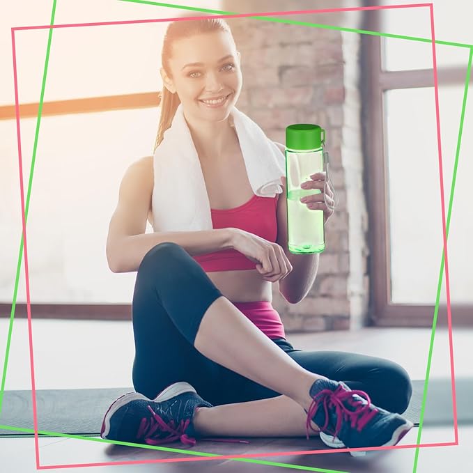 Mifoci 20 Pieces Water Bottle Bulk 17 oz Plastic Water Bottles Bulk Sport Drink Bottles with Handle Strap Lightweight Leakproof for Party Outdoor Children School Classroom