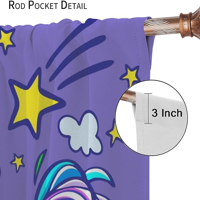 Kids Unicorn Curtains Purple Cartoon Rainbow Cartoon Room Blackout Curtains Boys Girls Baby Room Decor Curtains Living Room Decor 42x63 Inch 2 Panels