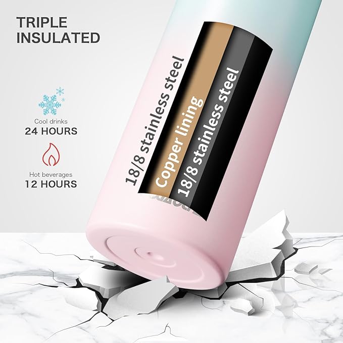 32 oz Insulated Water Bottle with Paracord Handles & Strap, 2 Lids(Straw Lid&Spout Lid), Stainless Steel Reusable Wide Mouth Metal Water Bottle With Straw, Double Walled, Thermo Mug(Rubber Pink)