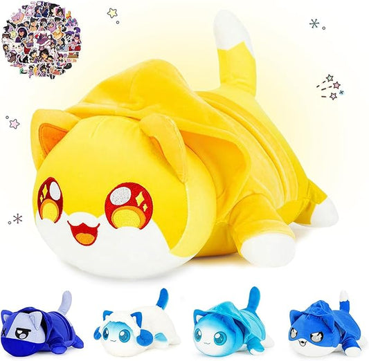 KaiMaoMaoRongWanJu® 61-PCS 丨 9.8-in NOI Cat Plush + 60-Sticker - Cat Plush Collection - 100% Polyester Plushie Pillow Embroidered - Cat Stuffed Animal Collectible (NOI Cat Plush)