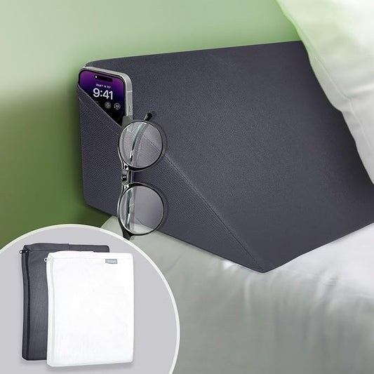 Wedge Pillow Headboard, Ultimate Comfort Bed Wedge Pillow for Headboard, Relaxation Bed Gap Filler for Queen, Foam Pillow Wedge for Headboard Gap, Overall Bed Gap Filler. 2 Covers.