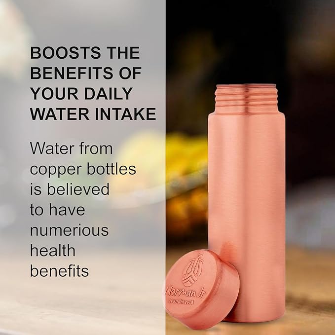Copper Water Bottle 400ml - Gift Box of 3, Slim Plain, an Ayurvedic vessel made from pure copper - helps you drink more water, with many health benefits
