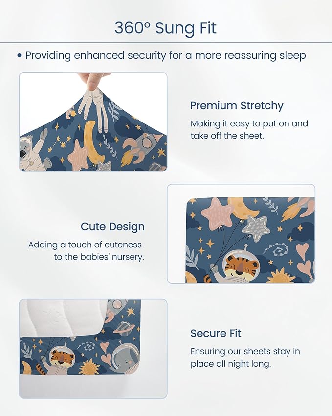 Premium Fitted Baby Boy Crib Sheets for Standard Crib Mattress - Ultra-Soft Jersey Knit Crib Mattress Sheet, Safe and Snug, Durable, Stylish Crib Sheet, 28''x52''x9'' Extra Deep Pocket