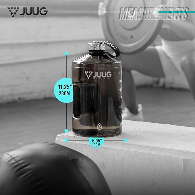 JUUG 1 Gallon Water Bottle with Times to Drink - Gallon Water Jug with Handle - 128oz Leakproof BPA Free Bottle for Gym Fitness- One Gallon Water Bottle with Motivational Time Markers