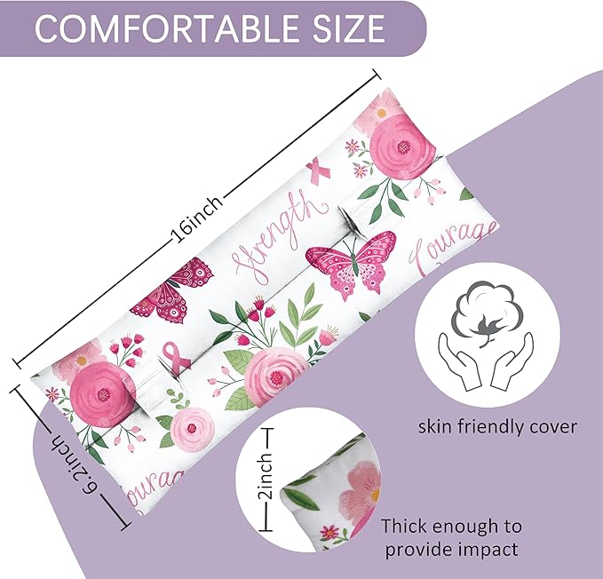 Mastectomy Pillow, Hysterectomy Pillow, Post Heart Surgery Seatbelt Pillow, C Section Recovery Pillow, Port Pillow for Chemo Patients, Pacemaker Seatbelt Protection, Breast Cancer Gifts for Women