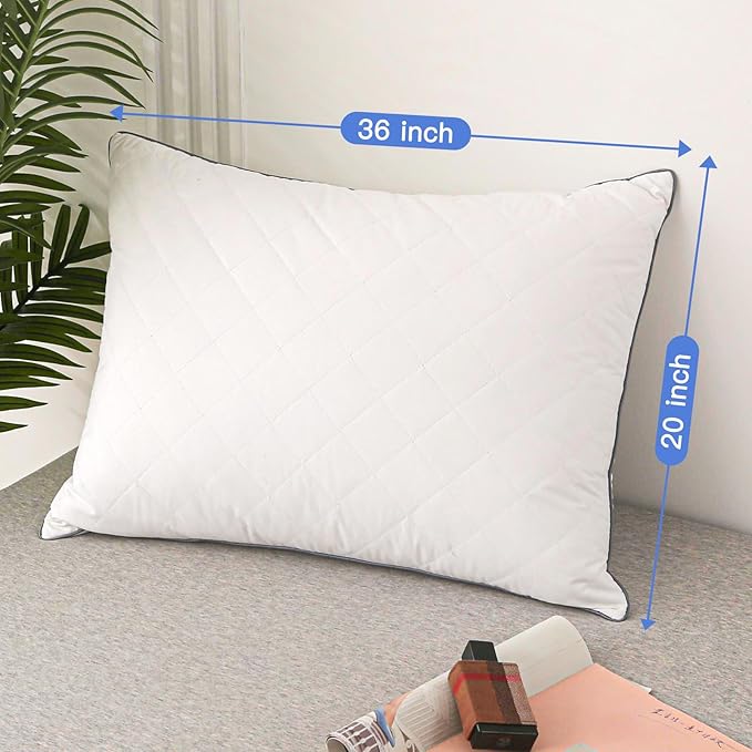 Airensky Goose Down Pillow, Bed Sleeping Hotel Collection Pillows Set of 2 King Size, 100% Organic Cotton Fabric, Breathable and Skin-Friendly for Back, Stomach or Side Sleepers (White, 20"x36")