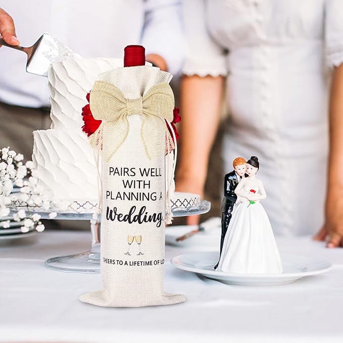 Wine Gift Bag, Engagement Gifts for Women, Wedding Gift for Couples Newly Engaged Unique (Cheers to a Lifetime of Love)