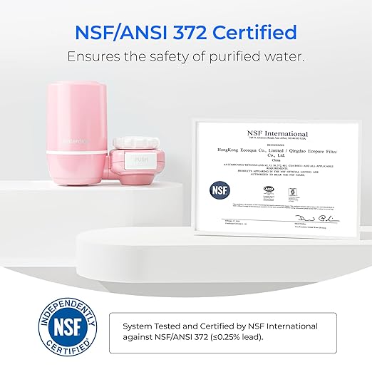 Waterdrop Ultra Filtration System for Skin Care, Faucet Water Filter, NSF Certified, 320 Gallons, Tap Water Filter, Reduces Chlorine, 𝐅𝐢𝐭𝐬 𝐒𝐭𝐚𝐧𝐝𝐚𝐫𝐝 𝐅𝐚𝐮𝐜𝐞𝐭, Pink(1 Filter)