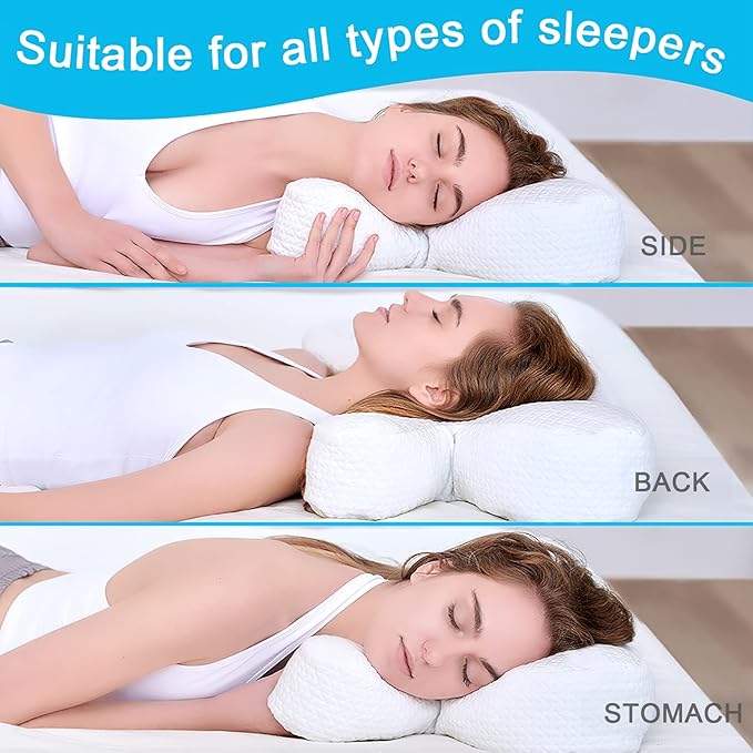 Side Sleeper Pillow Anti Wrinkle Aging Pillow Gel Shredded Memory Foam for Neck Pain Relief Pillow for Sleeping Side Back Stomach Sleeper Pillows (Regular White Style+Beige Nude Silk Pillowcase)