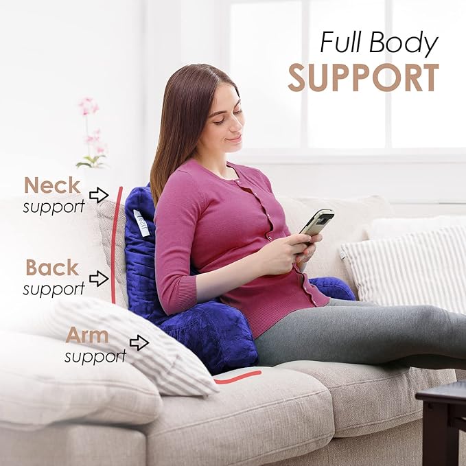 Nestl Reading Pillow for Kids, Small Bed Pillow, Back Pillow for Sitting in Bed, Memory Foam Chair Pillow, Reading & Bed Rest Pillows, Royal Blue Back Pillow for Bed, Arm Pillow with Pockets