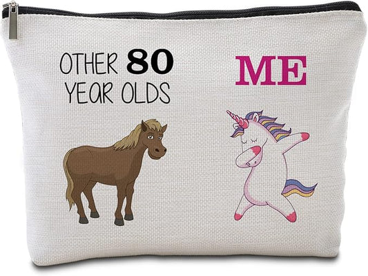 80th Birthday Gifts Women Travel Makeup Bag Funny Unicorn Gift Bag Other 80 Year Old Me Unicorn Best 80 Birthday Decorations for Her 80th Birthday Gift Ideas