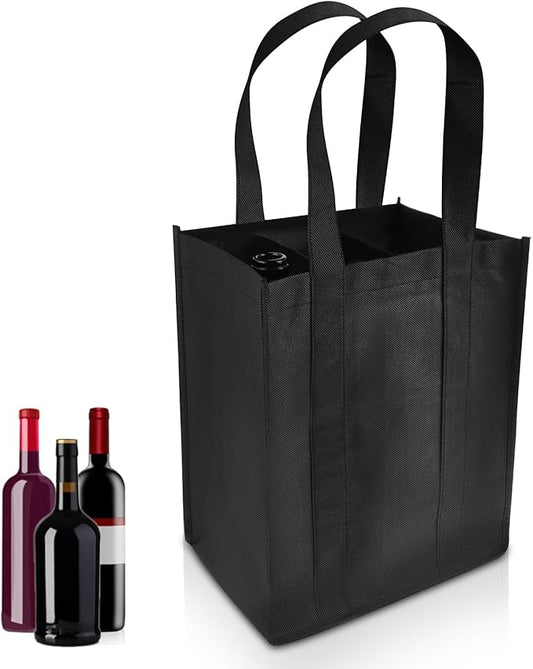 Bottle Bag, Bottle Carrier Bag with 6 Compartments Dividers for Bottles, Reusable Wine Bottle Holder Bag with carry handle for Picnic, Travel, Shopping, Fishing, Party