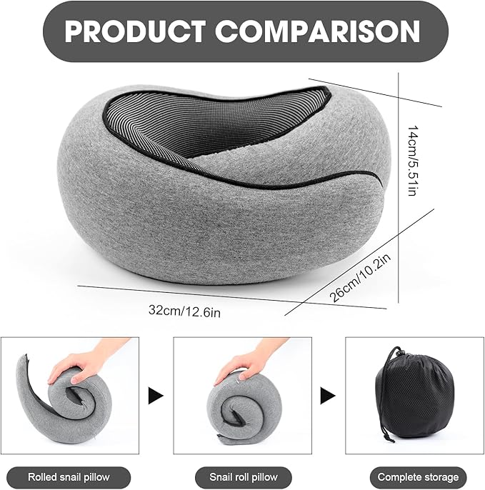 Neck Pillow Airplane, Traveling Pillows for Airplanes, Memory Foam Neck Pillow, Stowable U-Shaped Pillow