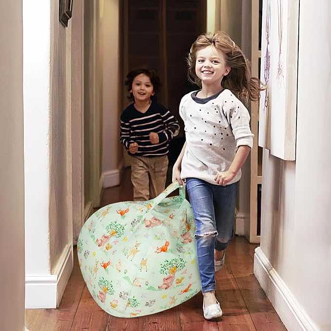 Bean Bag Chair for Kids Stuffed Animal Storage Beanbag Chairs,Toddler Toy Storage Organizer for Girls and Boys,Large 32'' Cover Only（No Filling