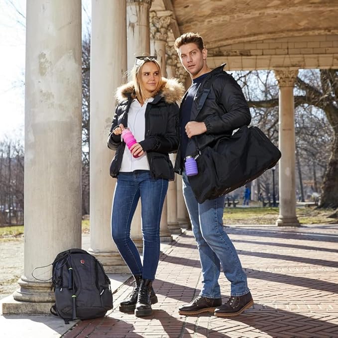 Mayim Collapsible Water Bottles Silicone Travel Tumbler with Clip for Backpack, Reusable Portable Sport Water Bottle for Gym, Camping, Hiking or Airport, 24 Oz Olive