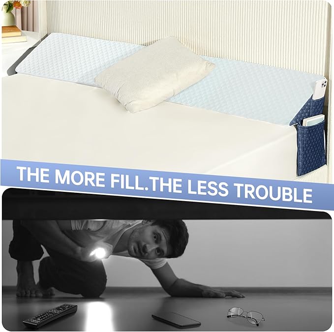 King Bed Wedge Pillow for Headboard 76"x 10"x 6" Large/Mattress Gap Filler Close The Gap (0-6")/Foam Triangle Bloster Wedge Pillow headboard for Headboard Gap Between Mattress and Headboard