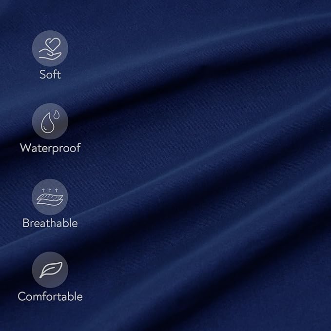 Waterproof Crib Sheets for Boys 2 Pack, Fitted Baby Crib Sheet Neutral 52" x 28" for Standard Crib and Toddler Bed Mattress, Soft and Breathable Kid Toddler Sheets for Boys or Girls, Grey & Navy