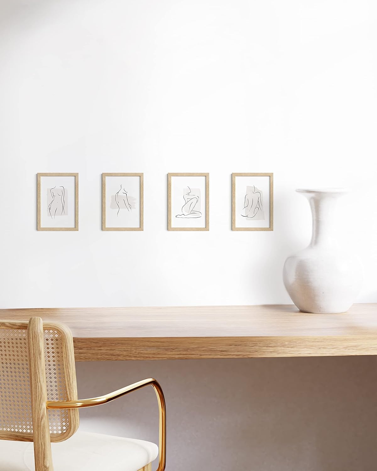 HAUS AND HUES Solid Oak 4x6 Picture Frame Set of 4 - Bulk Frames for Wall or Tabletop, Multiple Photos, Wooden Frames