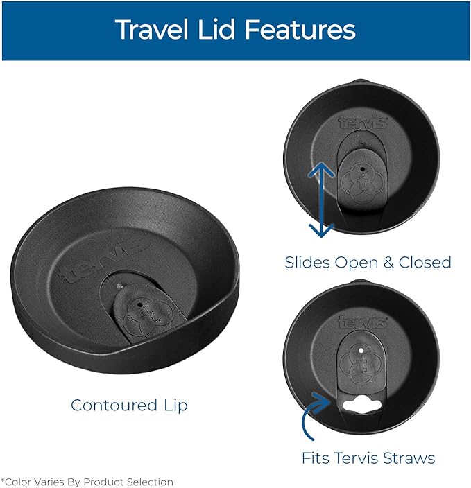 Tervis Travel Lid Made in USA Double Walled Insulated Tumbler Travel Cup Keeps Drinks Cold & Hot, Fits 24oz Tumblers & 16oz Mugs - 2pk, Black