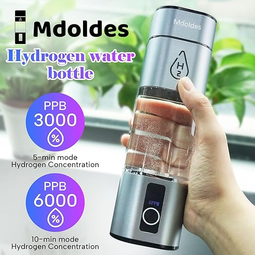 Hydrogen Water Bottle，SPE/PEM Electrolysis Technology, 6000ppb, Food Grade PC, Exhaust Pressure Relief Hole, LED Touch Screen, Suitable for Daily Hydration, Hydrogen Water Bottle Generator