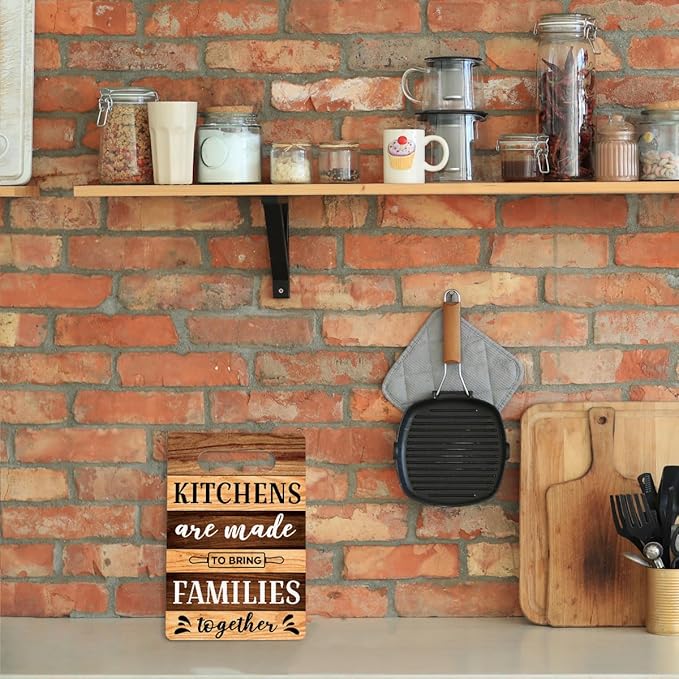 Farmhouse Kitchen Decor, Kitchen Signs Wall Decor, Wall Decor for Kitchen, Kitchen Decorations, Kitchen Door Wall Hanging Decor, Kitchens Are Made to Bring Families Together Sign 8 x 12 Inch